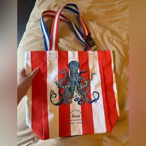 Harrods Red and White Striped Tote Bag